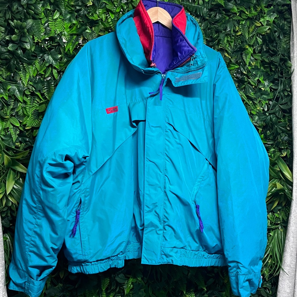 Vintage Columbia Whirlbird 3-in-1 Ski Jacket Mens XL Teal Red 90s Retro‎ Coat - Picture 7 of 11